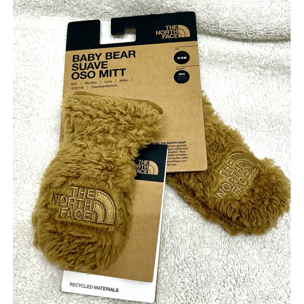 THE NORTH FACE BABY BEAR SUAVE OSO MITTEN, UTILITY BROWN, NWT, 0 - 6 MONTHS (C5)